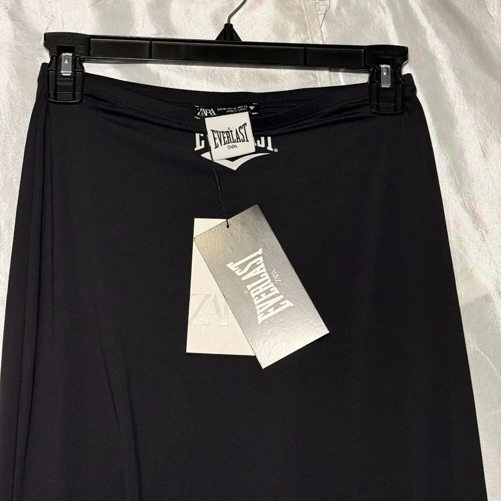 Zara+EVERLAST Women’s Low Rise Long Black Skirt Spandex SZ M NWT Y2K Style